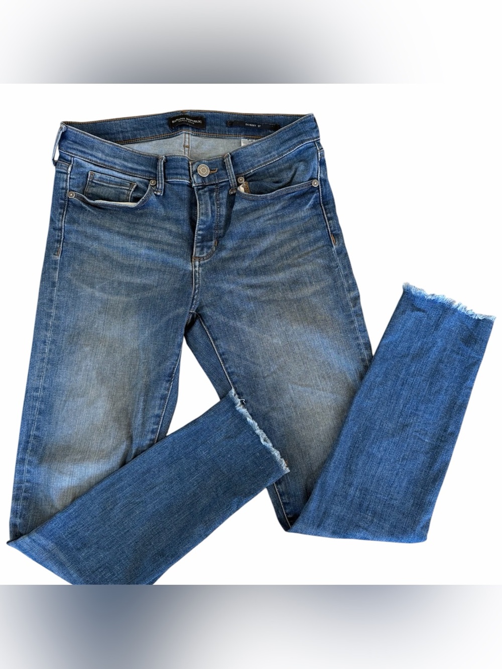 Banana Republic Blue Skinny Jeans with Raw Hem Women’s size 27